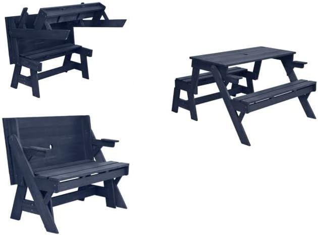 Convertible Picnic Table Bench 2 in 1 Wooden Garden Seat