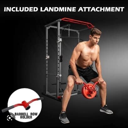 Power Cage Squat Rack Dual Pulley Home Gym Pull Up Station