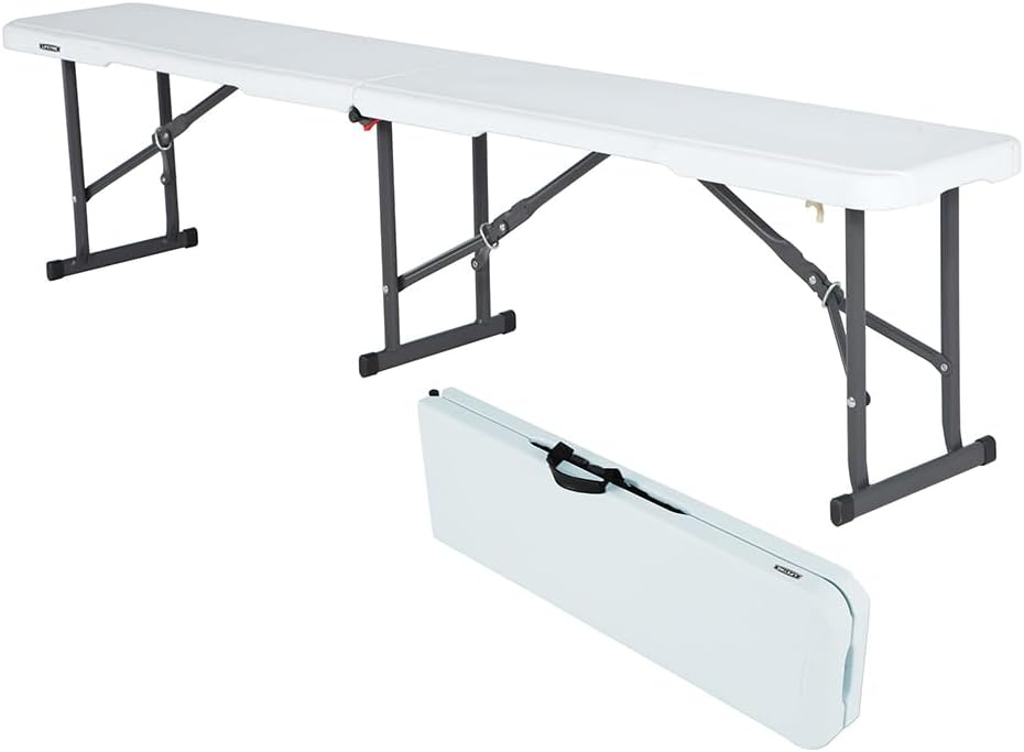 6ft Folding Bench Portable Plastic Garden Party Seat White