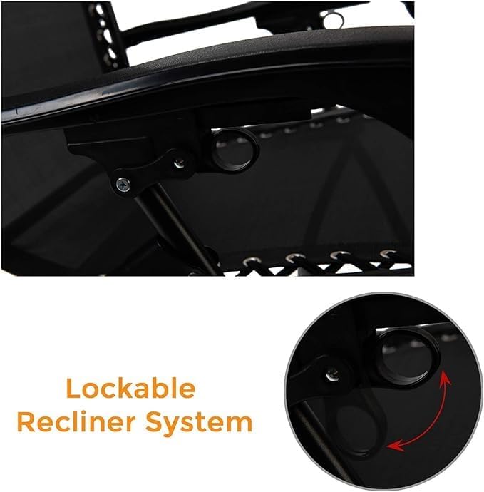 Zero Gravity Reclining Chair Black Folding Sun Lounger