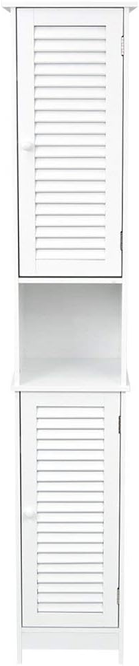 Tall Bathroom Storage Cabinet White Shutter Door Unit