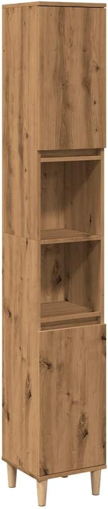 Tall Bathroom Cabinet 6 Compartment 2 Door Oak Unit