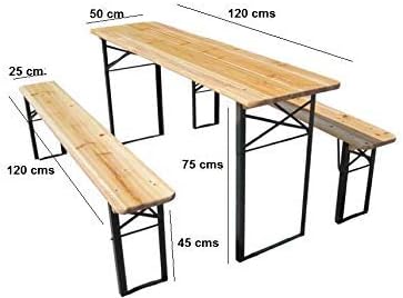 3pc Folding Wooden Picnic Table Bench Set Garden BBQ