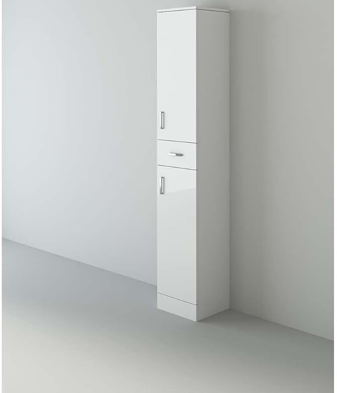 Tall Gloss White Bathroom Storage Cabinet Reversible 190cm