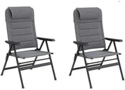 Reclining Camping Chairs Pair Extra Wide Folding Grey