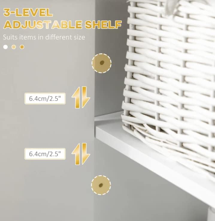 Tall Bathroom Storage Cabinet White Gold Slim Shelf Unit