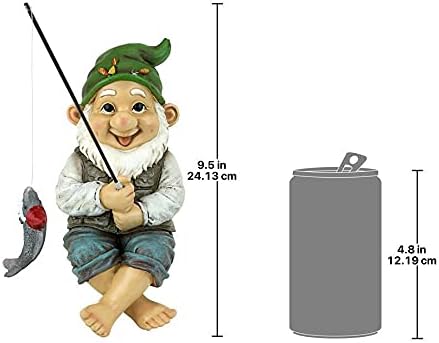 Fishing Garden Gnome Sitter 24cm Resin Outdoor Lawn Decor