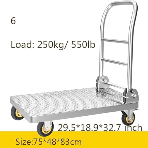 Heavy Duty Steel Flatbed Trolley Folding Push Cart Red