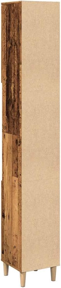 Tall Bathroom Cabinet 6 Compartment 2 Door Old Wood