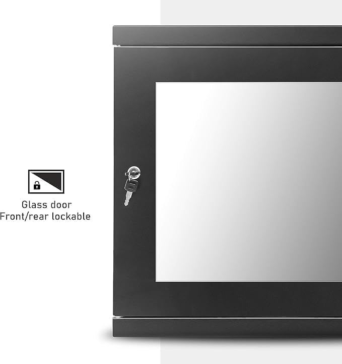 9U Wall Mount Server Rack Cabinet 19in Glass Door Black