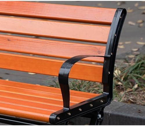 Outdoor Metal Garden Bench with Backrest Armrests Patio Seat