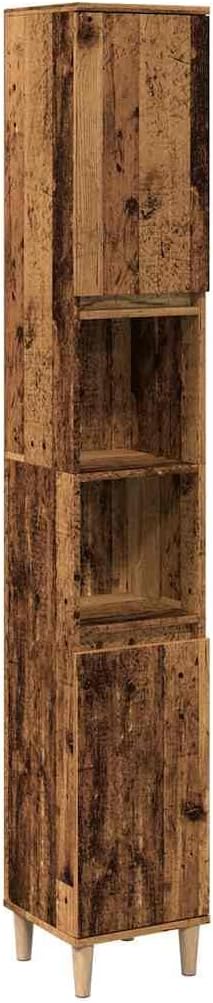 Tall Bathroom Cabinet 6 Compartment 2 Door Old Wood