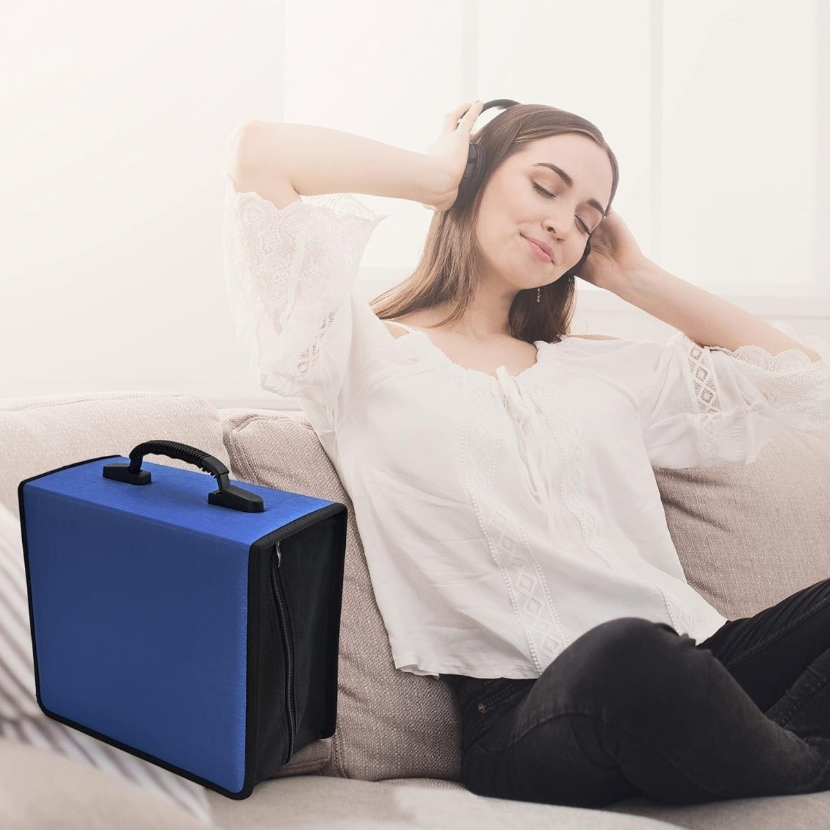 432 CD DVD Storage Case Organizer Binder Wallet Zipper Holder Blue - Kwikley