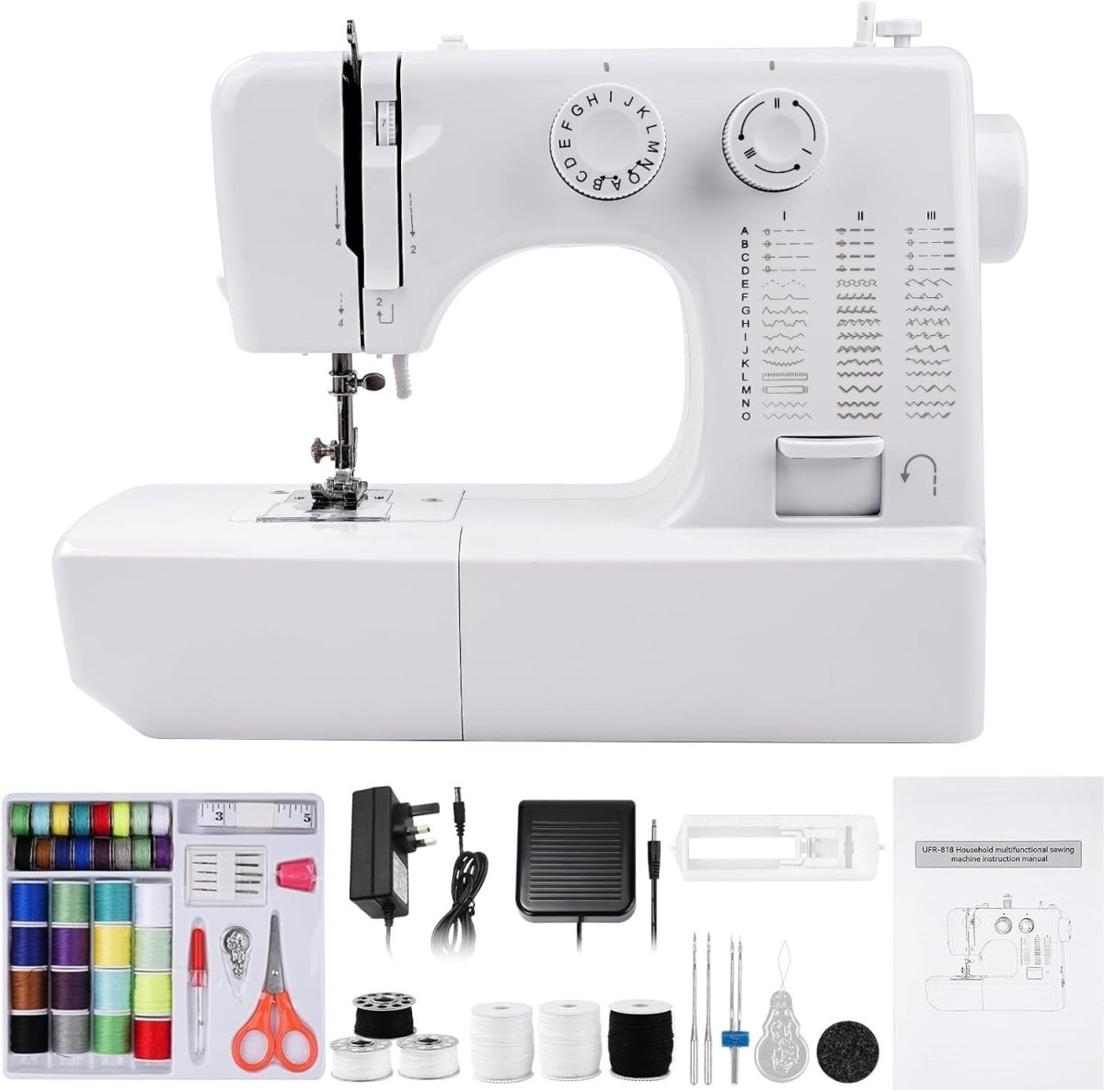45 Stitch Mini Sewing Machine Double Needle 42pc Kit Beginner Electric - Kwikley