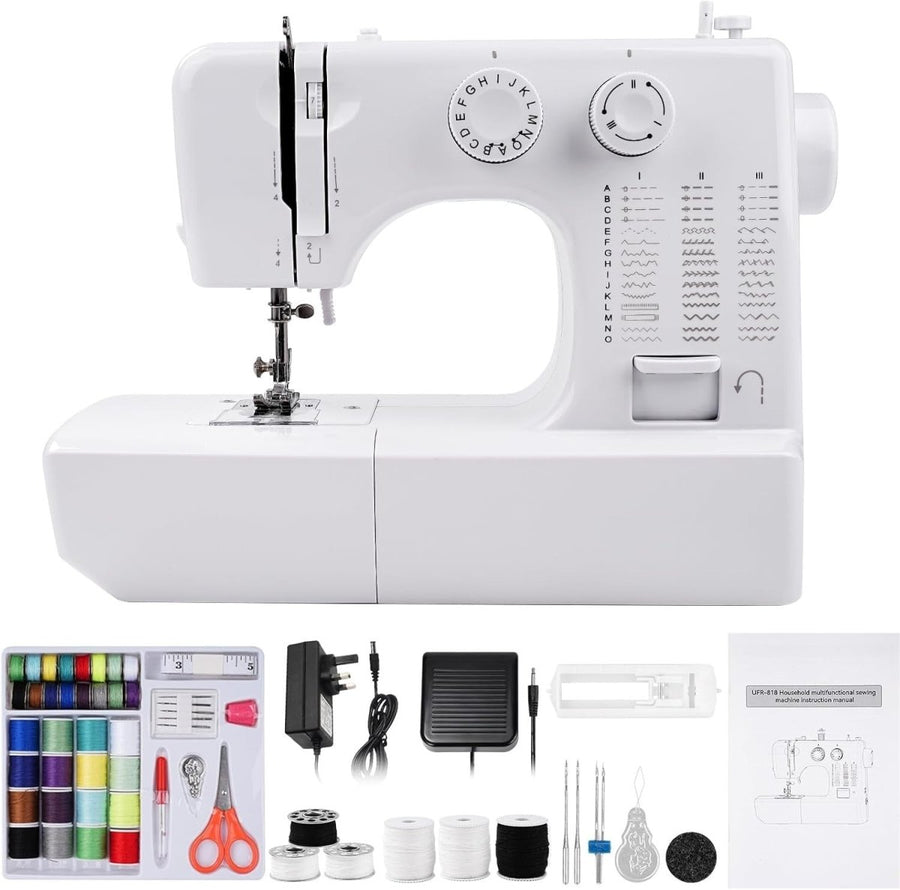 45 Stitch Mini Sewing Machine Double Needle 42pc Kit Beginner Electric - Kwikley