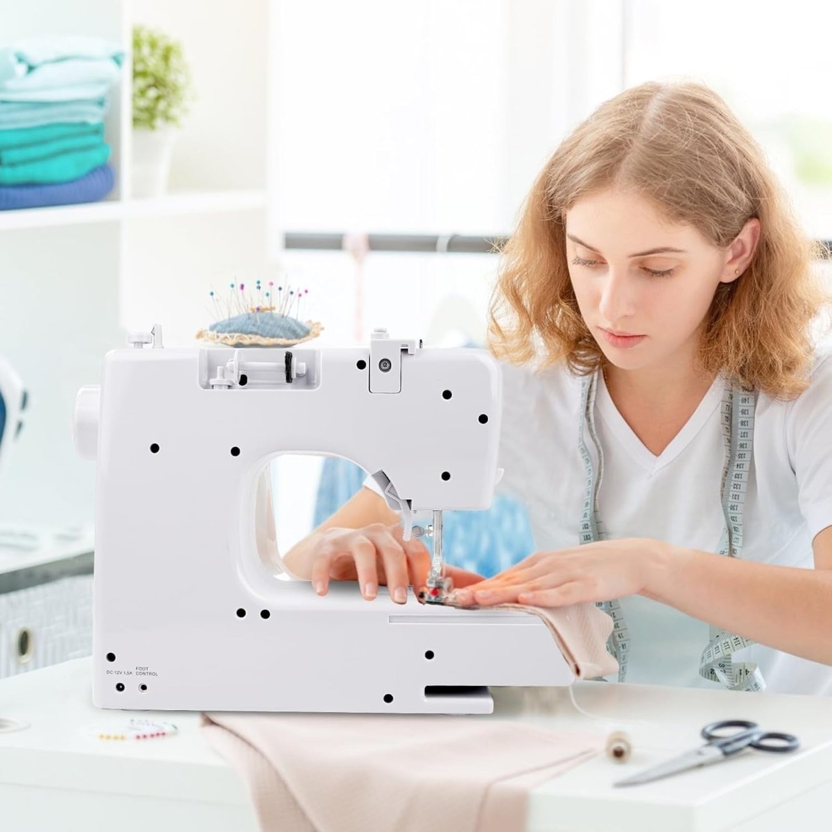 45 Stitch Mini Sewing Machine Electric Free Arm Pedal 42pc Sewing Kit - Kwikley