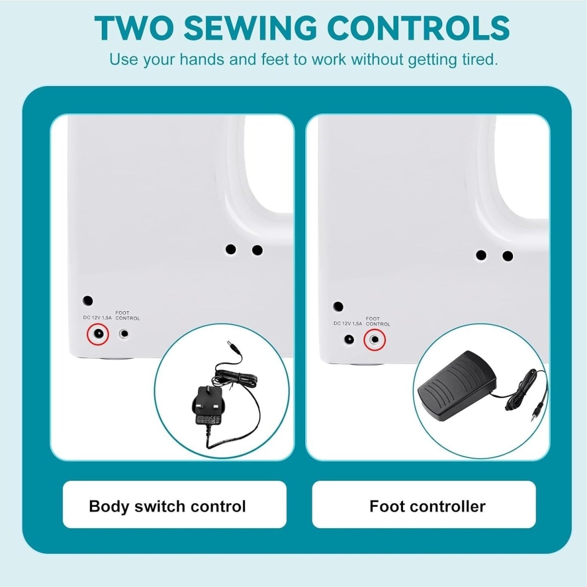 45 Stitch Mini Sewing Machine Electric Free Arm Pedal 42pc Sewing Kit - Kwikley