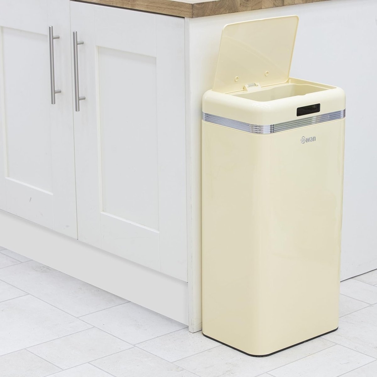 45L Sensor Kitchen Bin Automatic Touchless Square Cream - Kwikley