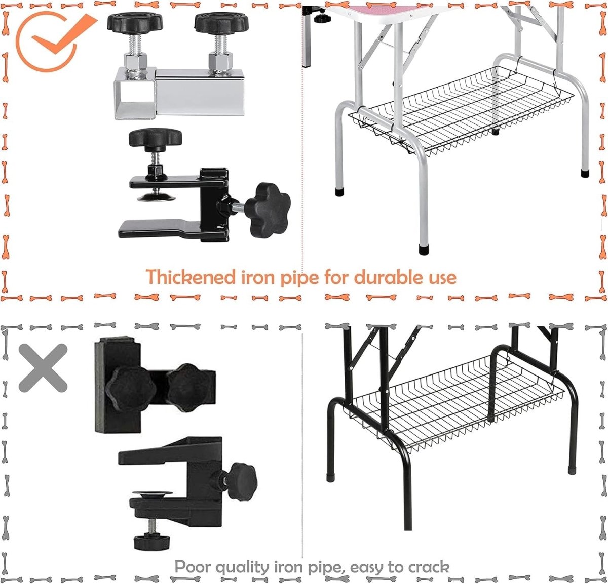 46" Dog Grooming Table Adjustable Height Heavy Duty Non Slip w Basket - Kwikley