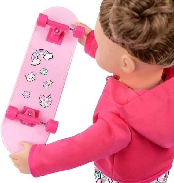 46cm Fashion Doll Skate Outfit Pink Hoodie Skateboard Accessories - Kwikley