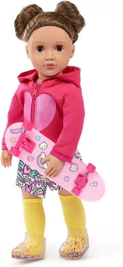 46cm Fashion Doll Skate Outfit Pink Hoodie Skateboard Accessories - Kwikley