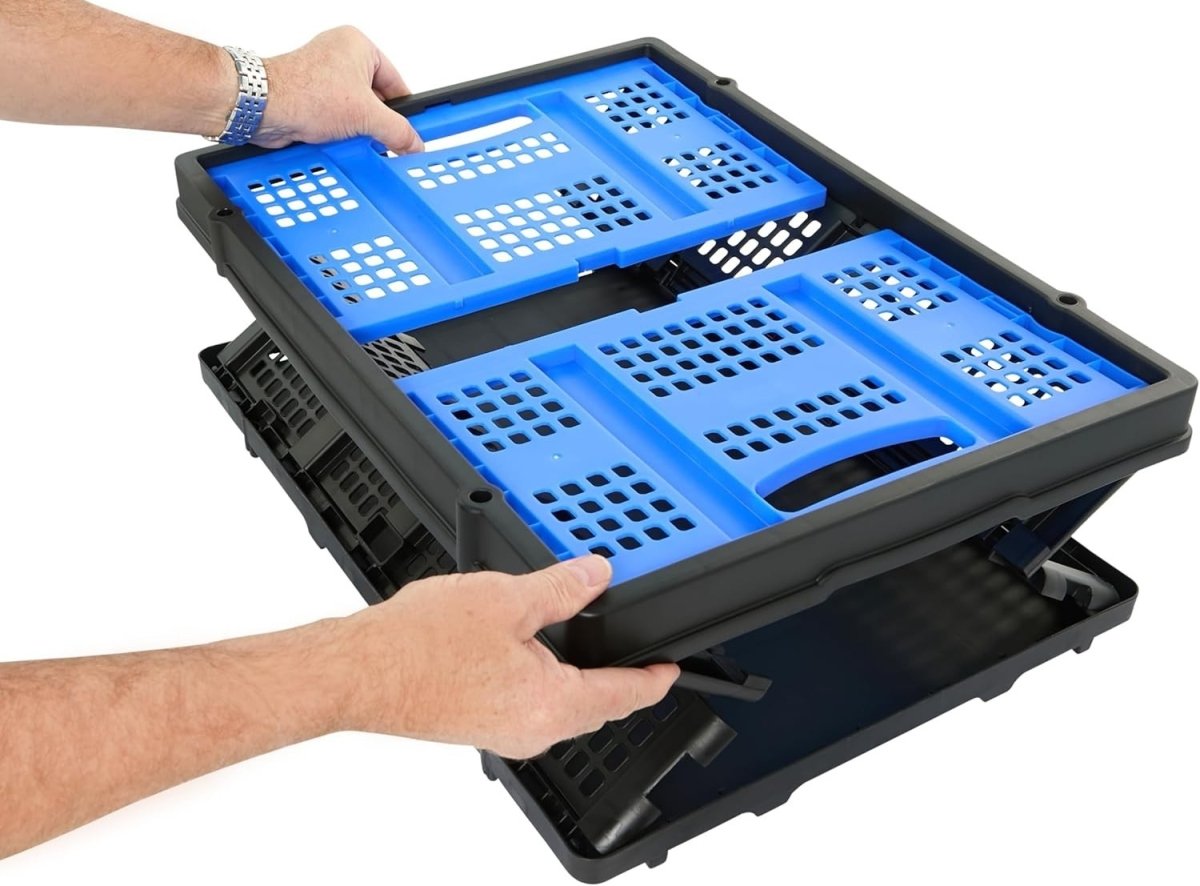 46L Collapsible Storage Crate 55x39.5x27cm Stackable Box - Kwikley