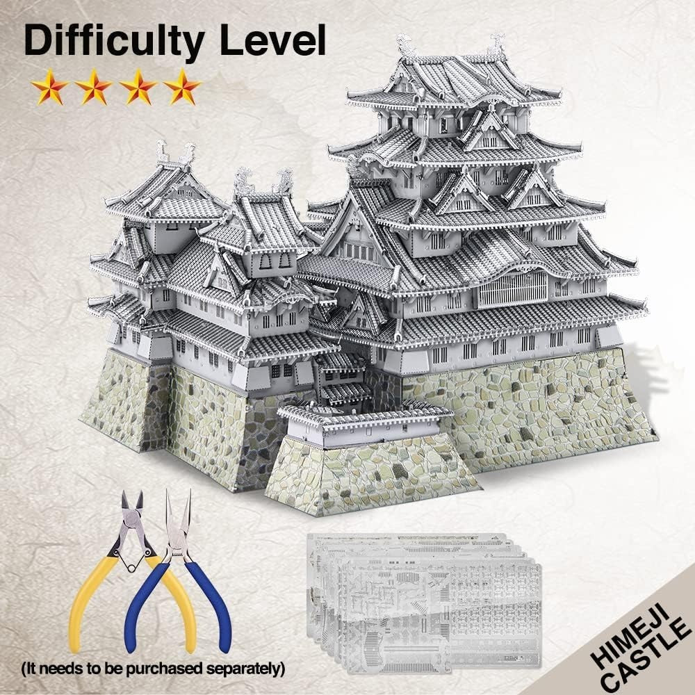 486pc 3D Metal Castle Puzzle Model Kit Stainless Steel Building Decor - Kwikley