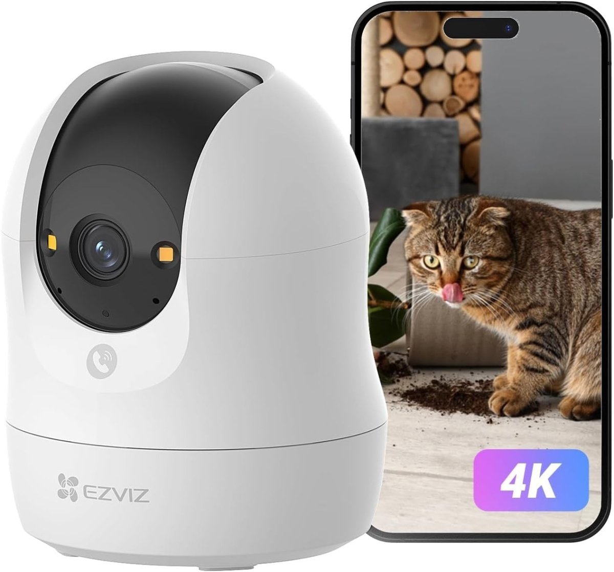4K Indoor Security Camera 360° Pet Baby Monitor WiFi 6 Night Vision - Kwikley