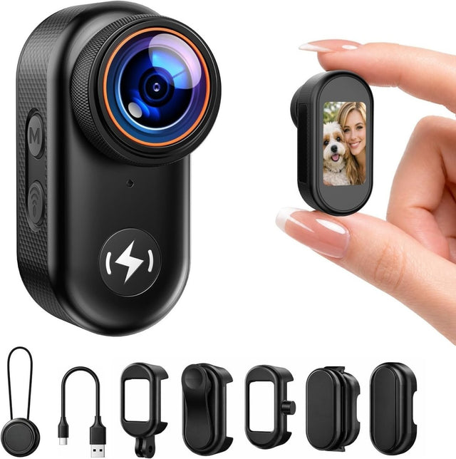 4K Mini Body Camera WiFi POV Action Cam w/64GB Magnetic Mount Kit