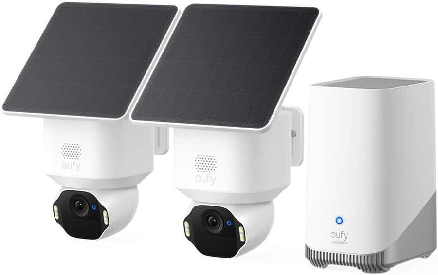 4K Solar Security Camera Kit 2 Cam PTZ AI Tracking 16TB Storage - Kwikley