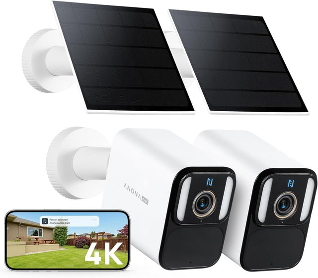 4K Solar Security Cameras Wireless Outdoor 8MP Color Night Vision 2Pk