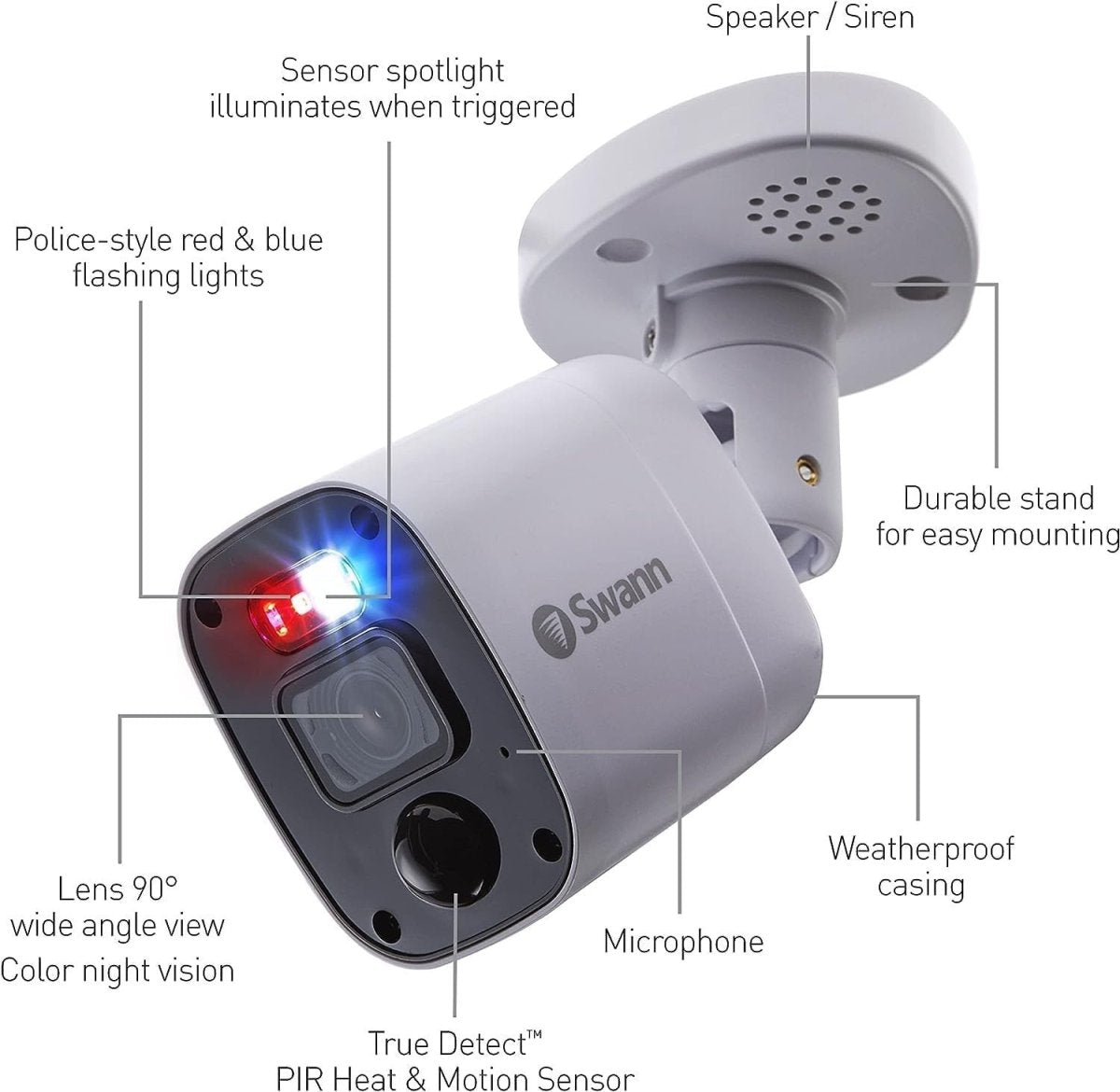 4K UHD Bullet Security Camera Spotlight Color Night Vision Audio IP66 - Kwikley