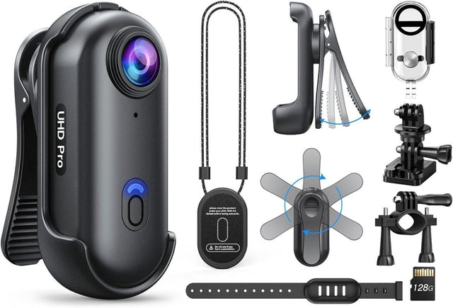 4K Waterproof Body Camera 128GB Wearable Action Cam Magnetic Clip DVR