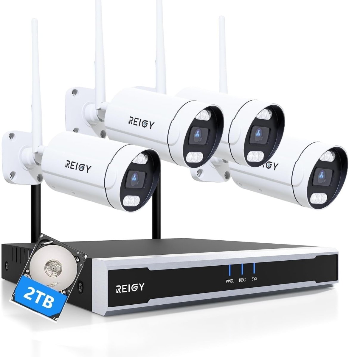 4K Wireless CCTV Camera System 2TB NVR 4 Outdoor Cameras 2 Way Audio - Kwikley