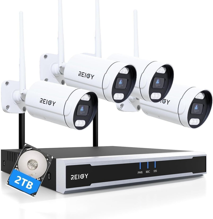 4K Wireless CCTV Camera System 2TB NVR 4 Outdoor Cameras 2 Way Audio - Kwikley