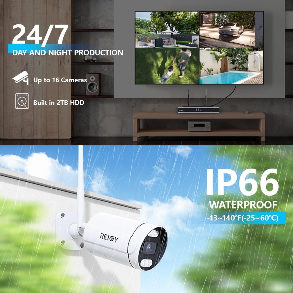 4K Wireless CCTV Camera System 2TB NVR 4 Outdoor Cameras 2 Way Audio - Kwikley