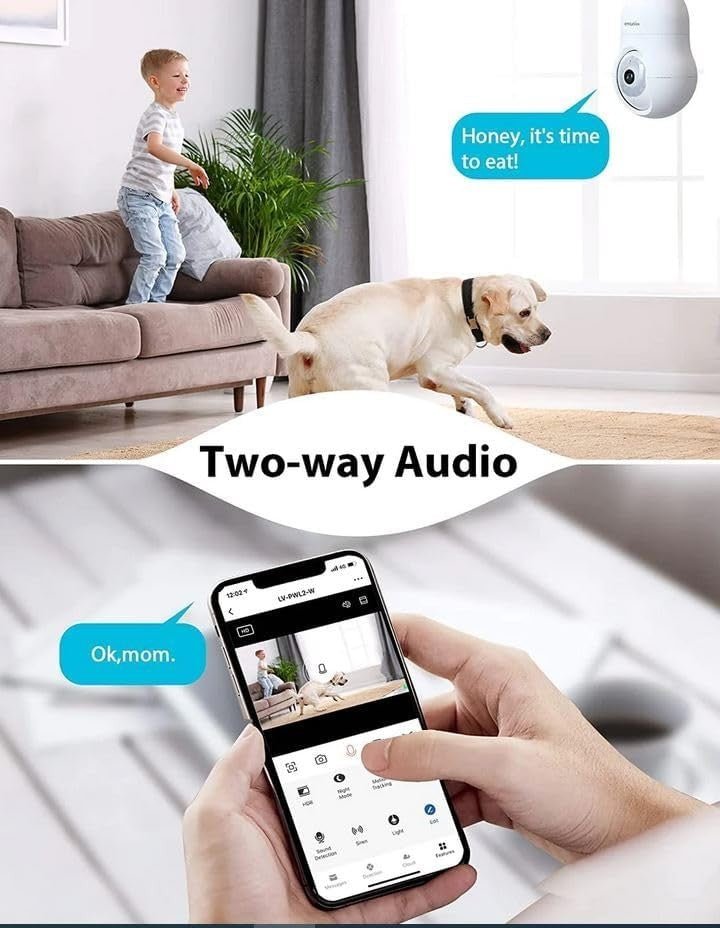 4MP Bulb Security Camera 360° WiFi 2K Night Vision Motion Tracking - Kwikley