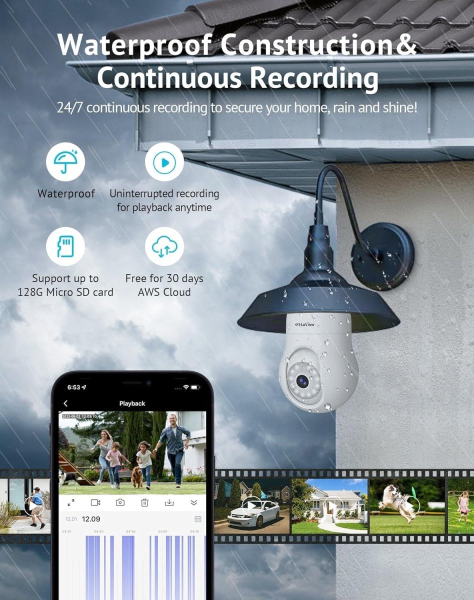 4MP Bulb Security Camera 360° WiFi 2K Night Vision Motion Tracking - Kwikley