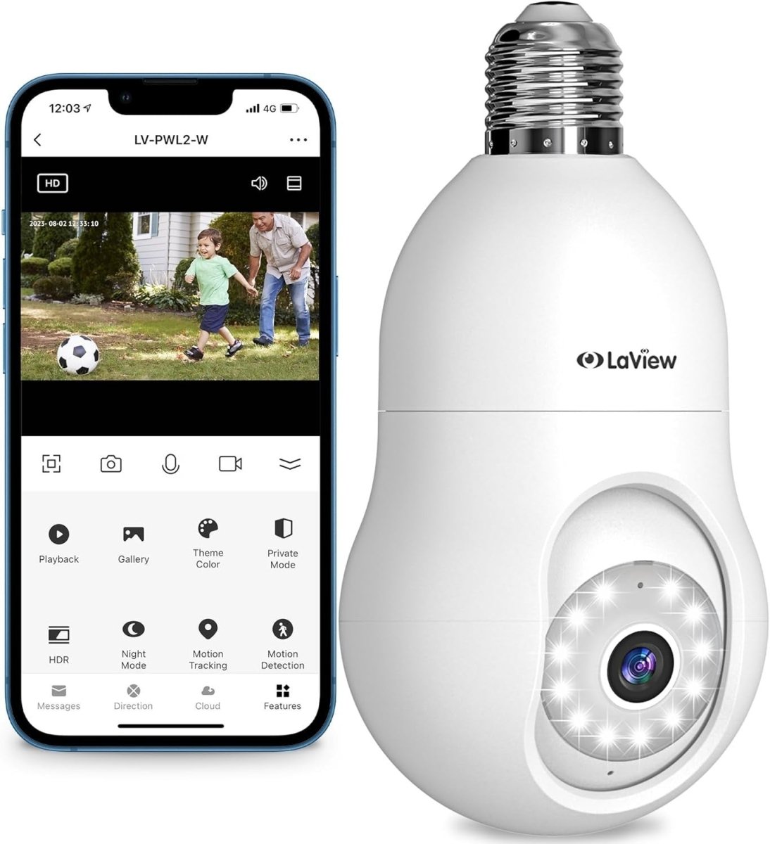 4MP Bulb Security Camera 360° WiFi 2K Night Vision Motion Tracking - Kwikley