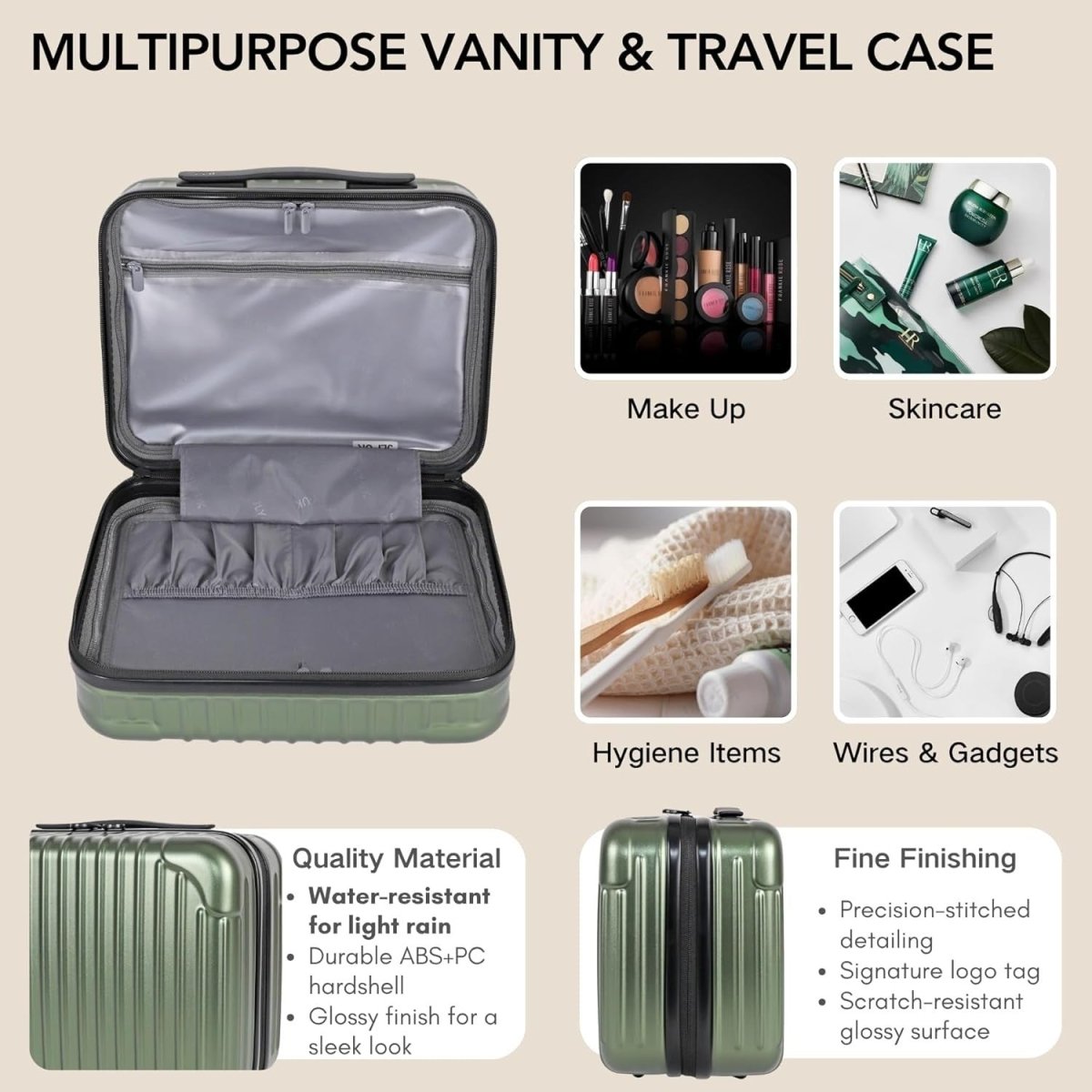 4pc Luggage Set Cabin Medium Large Vanity TSA Lock Spinner Cupholder - Kwikley