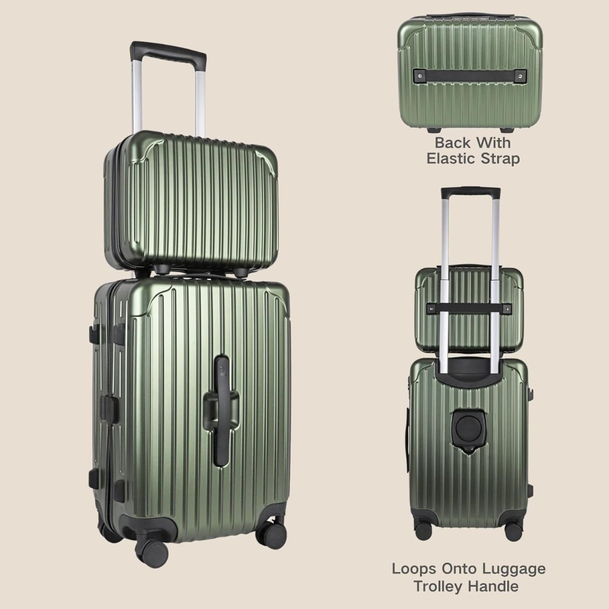 4pc Luggage Set Cabin Medium Large Vanity TSA Lock Spinner Cupholder - Kwikley