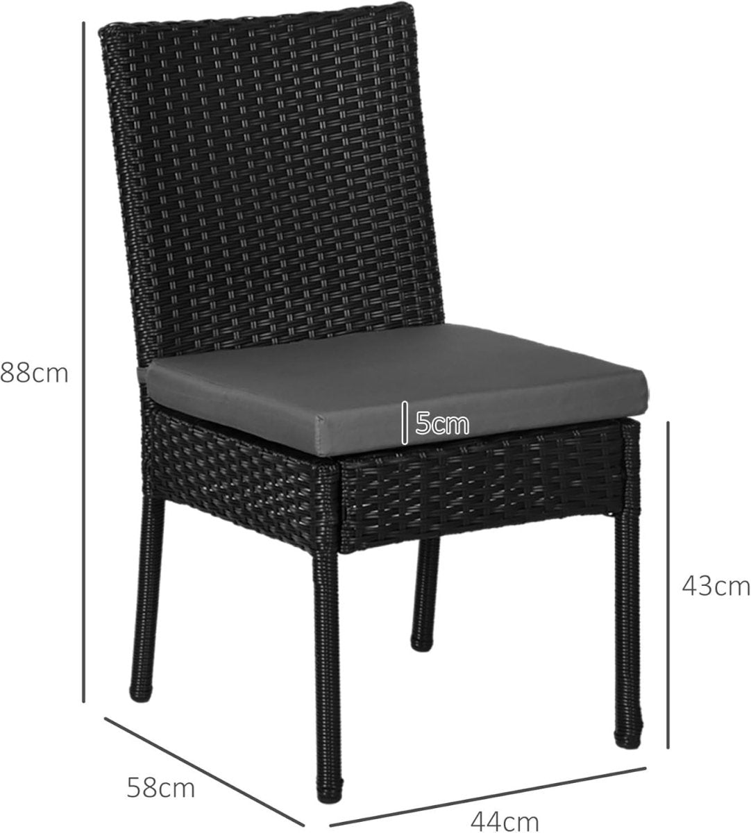 4pc Outdoor Rattan Dining Chairs Set with Cushions Compact Patio Seating - Kwikley