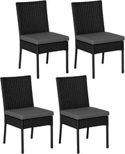 4pc Outdoor Rattan Dining Chairs Set with Cushions Compact Patio Seating - Kwikley