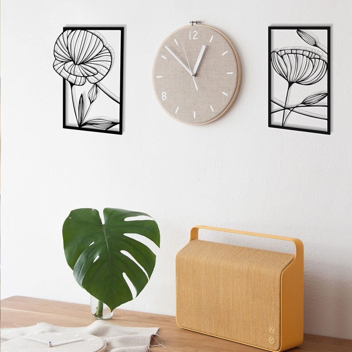 4PCS Metal Lotus Wall Art Black Minimalist Floral Decor - Kwikley