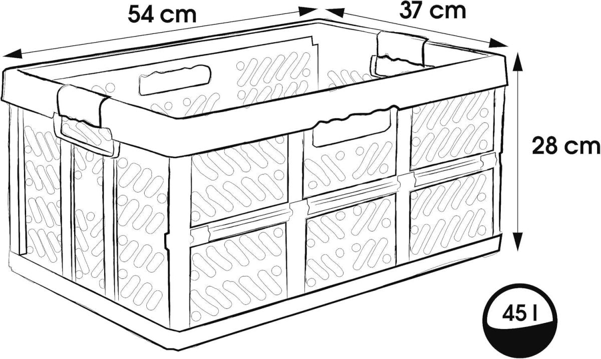4x 45L Folding Storage Crates 54x37x28cm Heavy Duty Beige - Kwikley