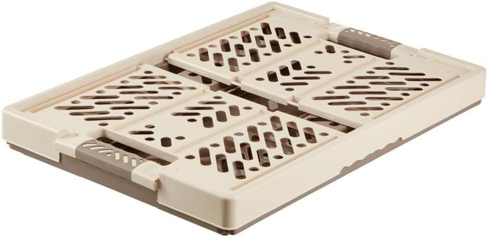 4x 45L Folding Storage Crates 54x37x28cm Heavy Duty Beige - Kwikley