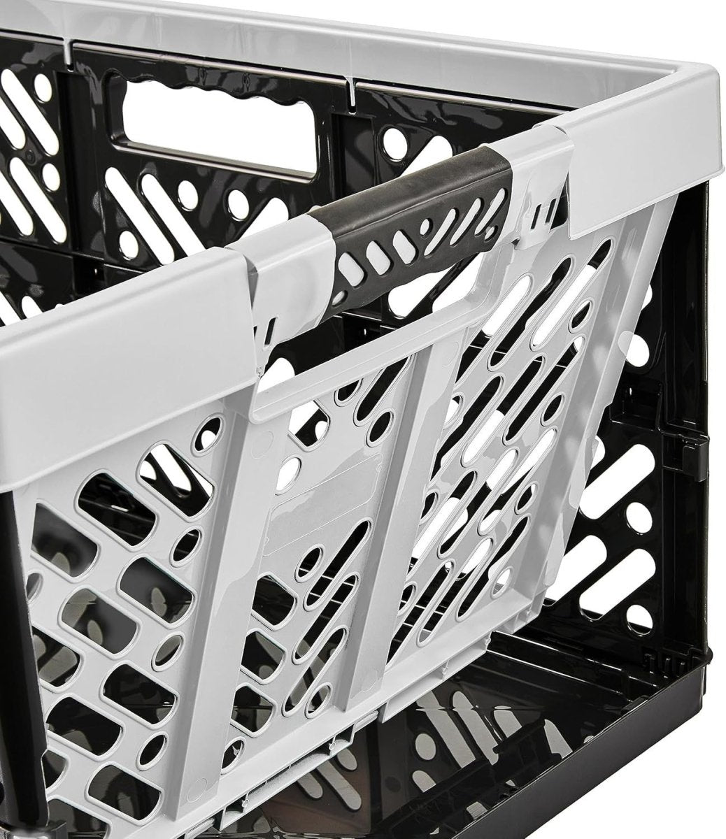 4x 45L Heavy Duty Folding Storage Crates 54x37x28cm Grey - Kwikley