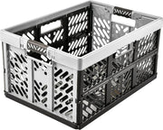4x 45L Heavy Duty Folding Storage Crates 54x37x28cm Grey - Kwikley