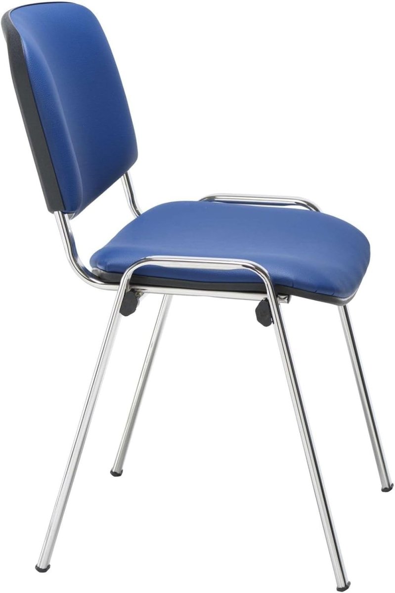 4x Heavy Duty Meeting Chairs PU Blue Stackable 115kg - Kwikley