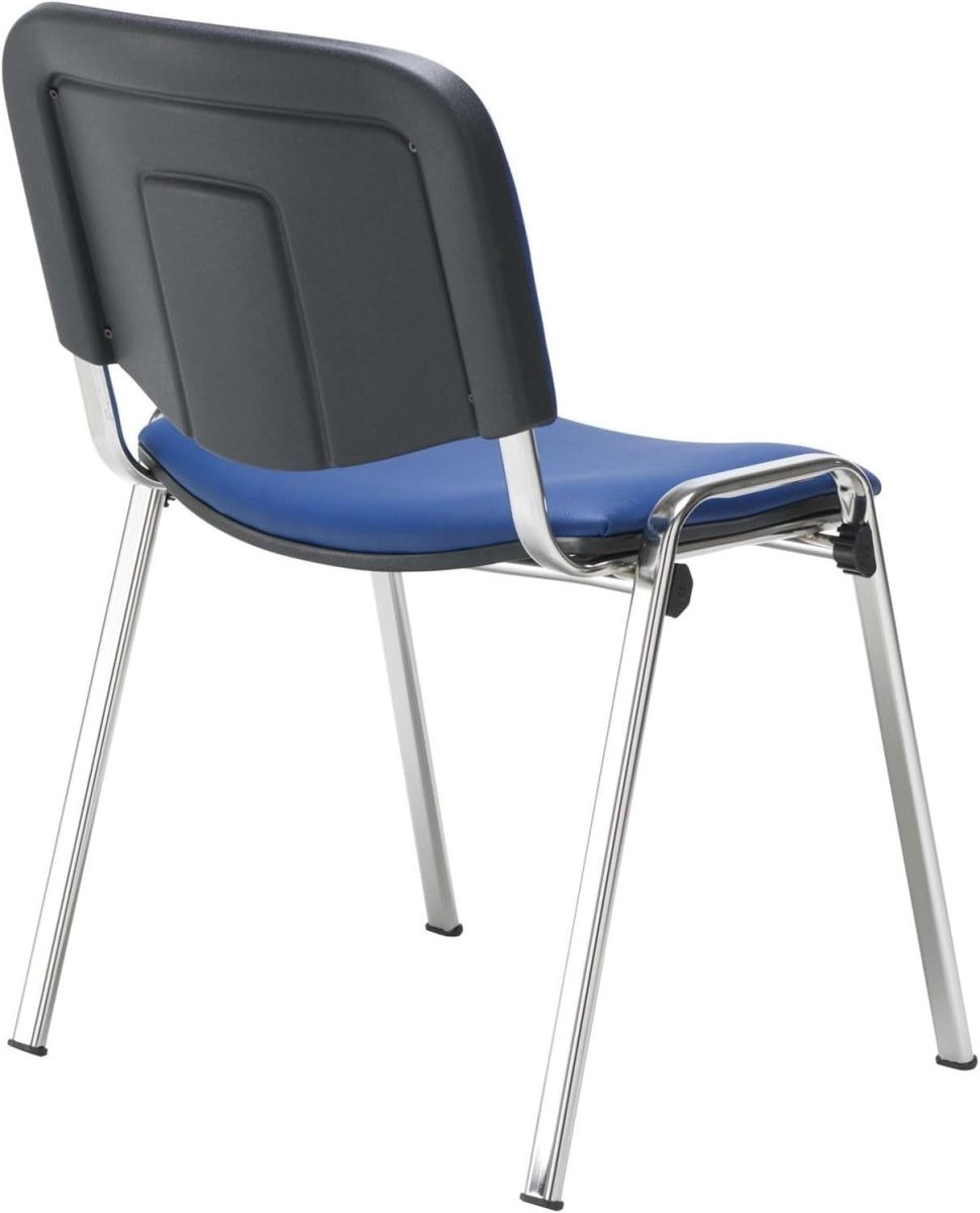 4x Heavy Duty Meeting Chairs PU Blue Stackable 115kg - Kwikley